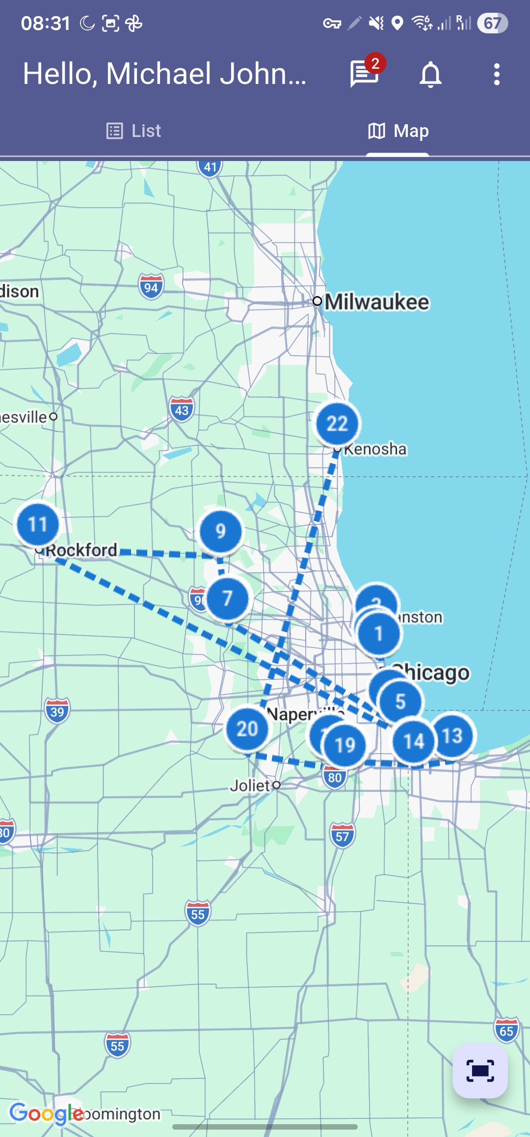 Route map view